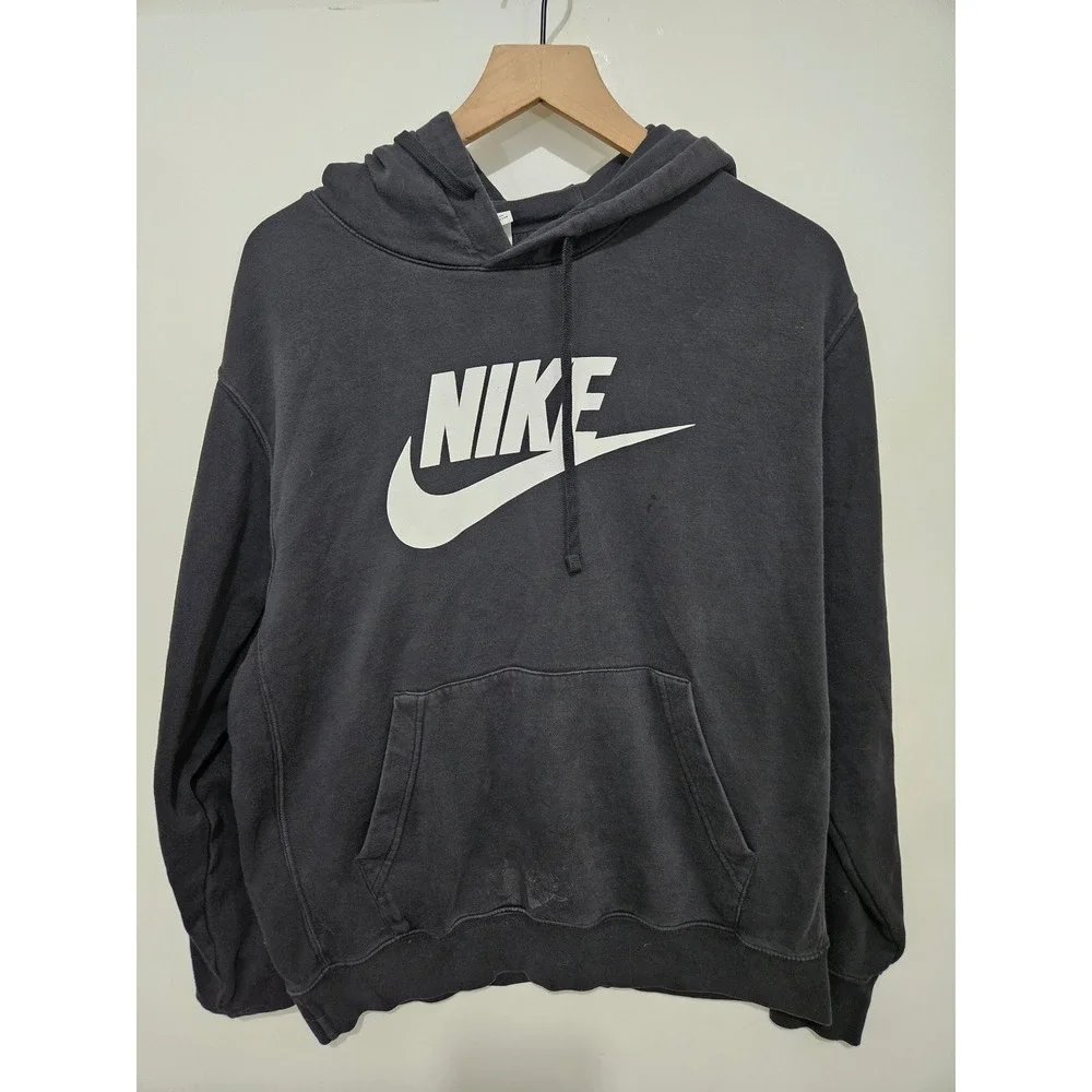 Nike Sportswear Club Fleece Hoodie Mens Large Black Futura Logo Pullover BV2973